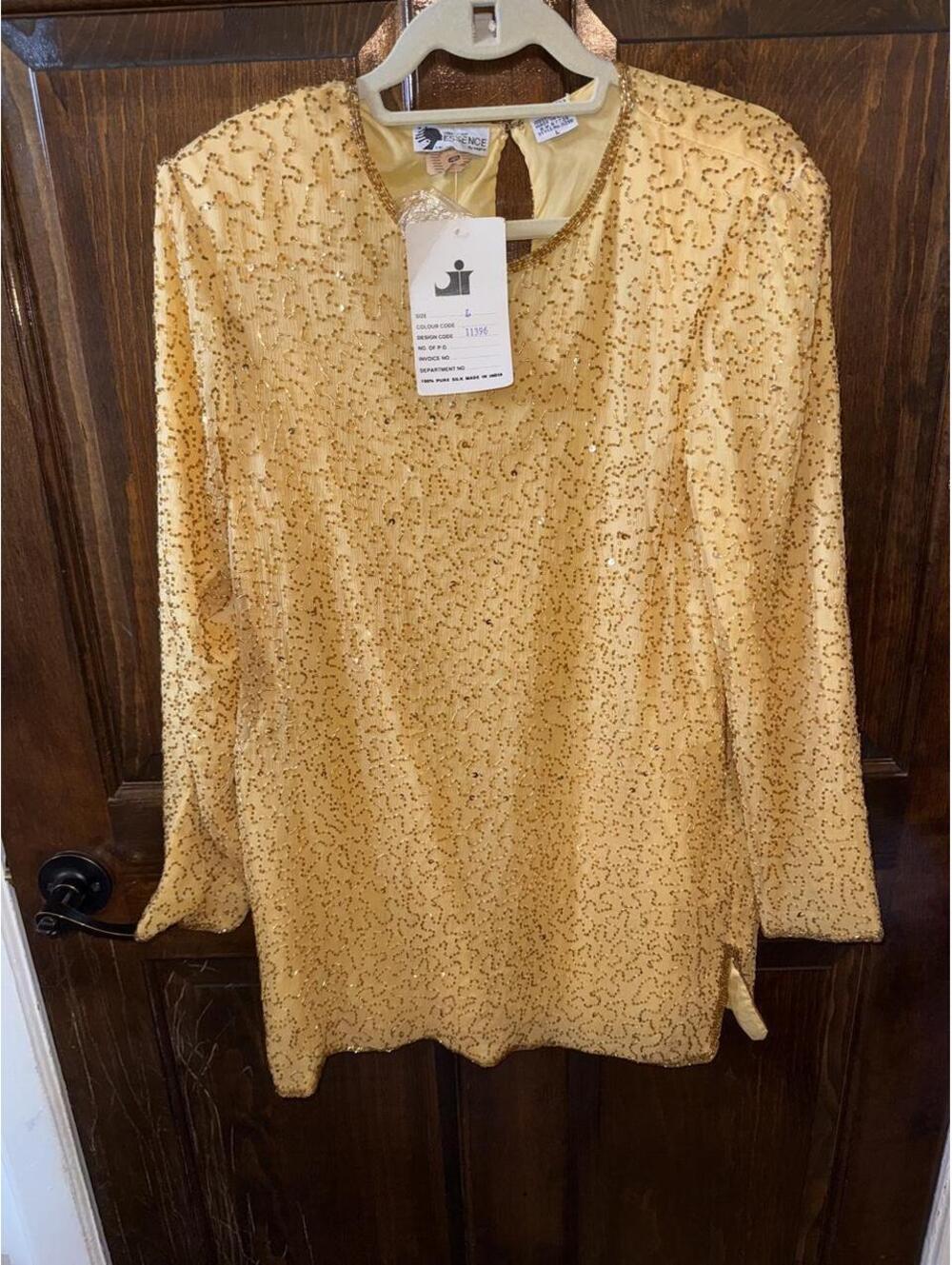 Vintage gold hand bedded silk top/mini dress
